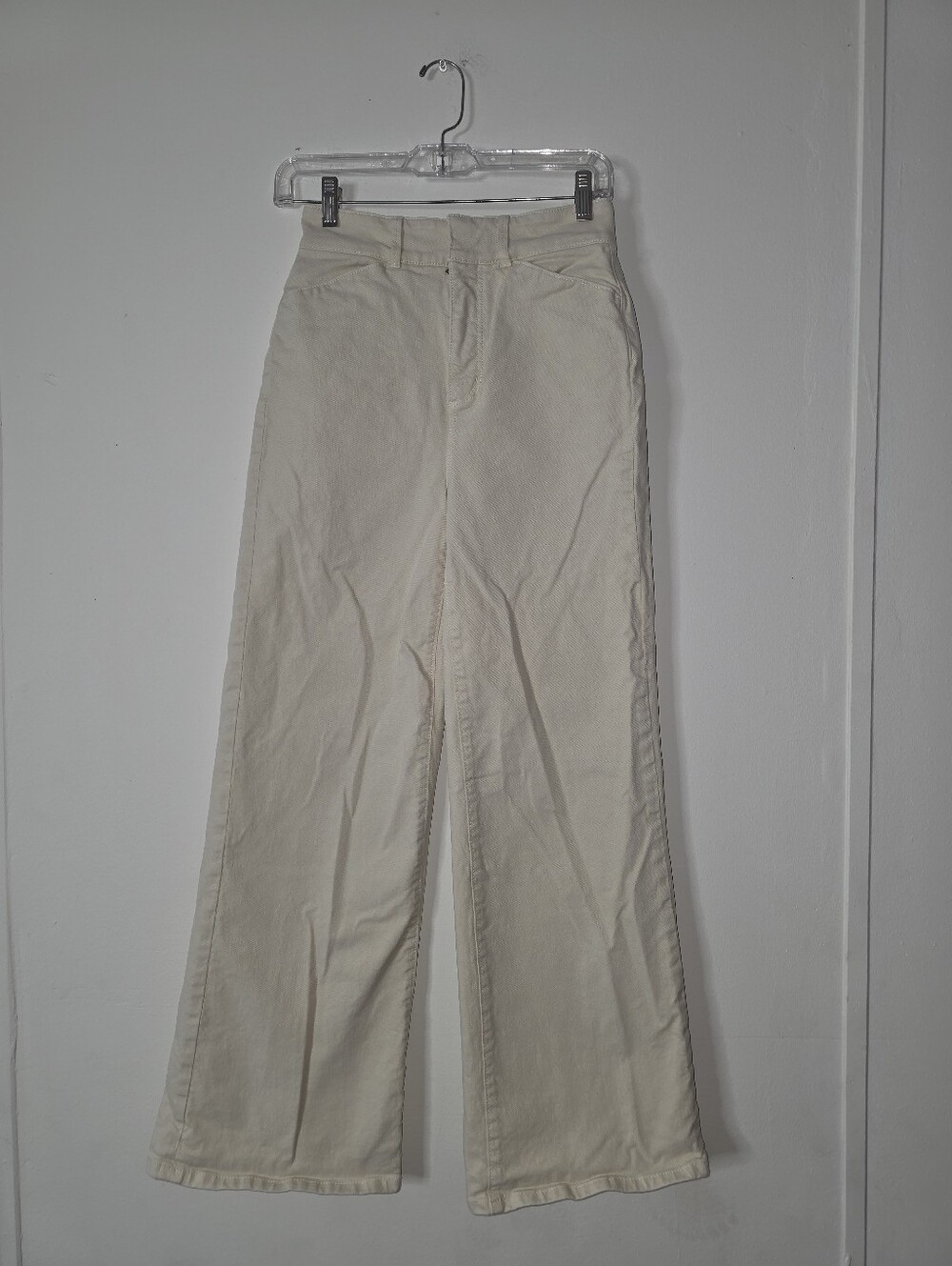 Ann Taylor Cream High-Waist Trousers Fit And Flare Leg Size 0 Petite